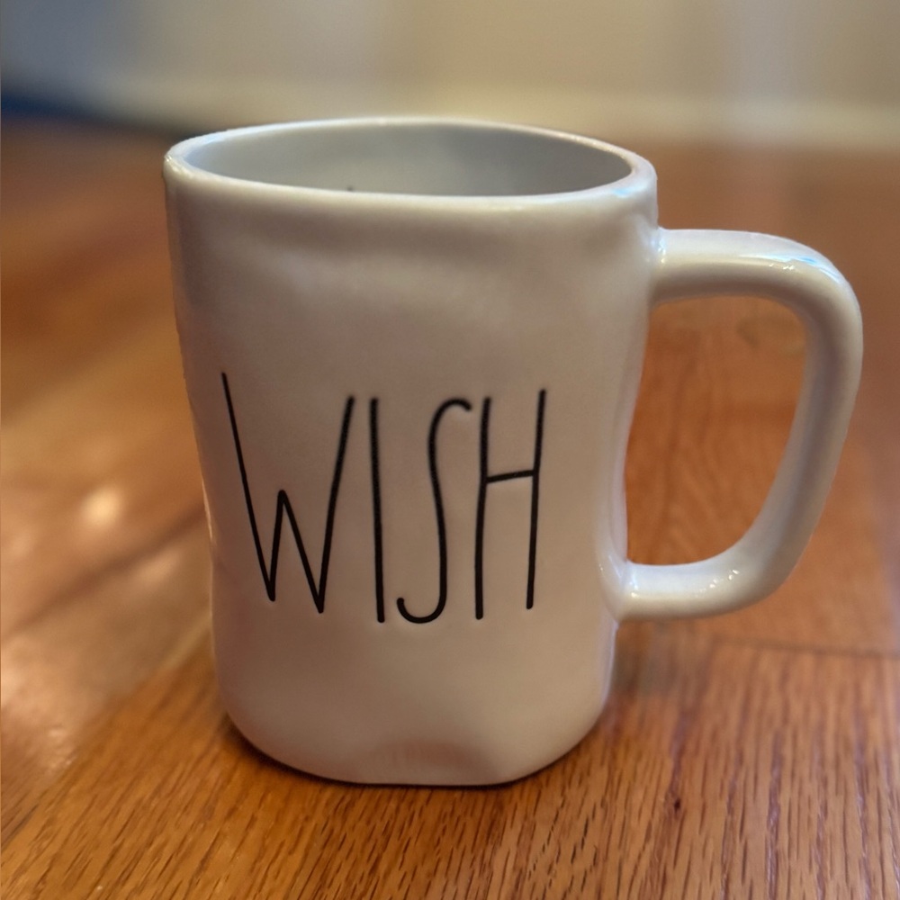 ‼️SOLD‼️Elegant White 'Wish' Ceramic Farmhouse Coffee Mug